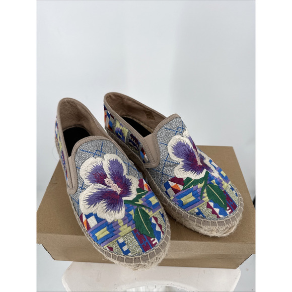 Johnny Was Shoes - Johnny Was Embroidered Pansies & Flowers Madrid Slip On Espadrille Shoes Sz 39